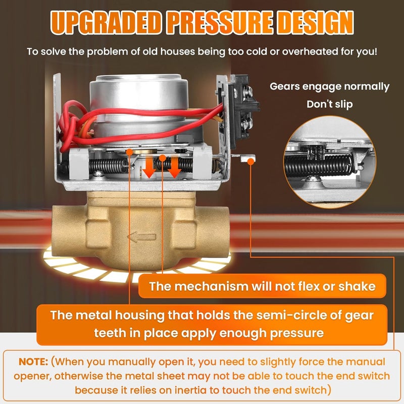 Werhoo 40003916-048 V8043F1036 Zone Valve Replacement Head for V8043F1036 V8043F1093 V8043F1028 V8043F1101 V8043F1051 honeywell Zone Valve with End Switch 50/60 Hz 24V Normally Closed Boiler Switch - Image 2